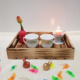 سینی چوبی متوسط رنگ سوخته