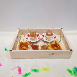 سینی چوبی متوسط رنگ چوب