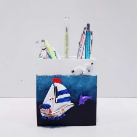 جاقلم دریایی رنگ سفید طرح کشتی