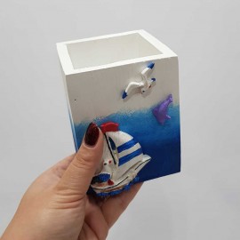 جامدادی رومیزی چوبی سفید مدل C