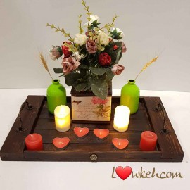 سینی چوبی نوستالژی رنگ تیره