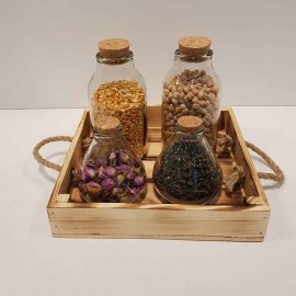 سینی دسته طنابی 25 سانتی رنگ سوخته