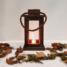 فانوس چوبی کوچک رنگ قهوه ای