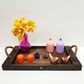 سینی چوبی طنابی رنگ تیره